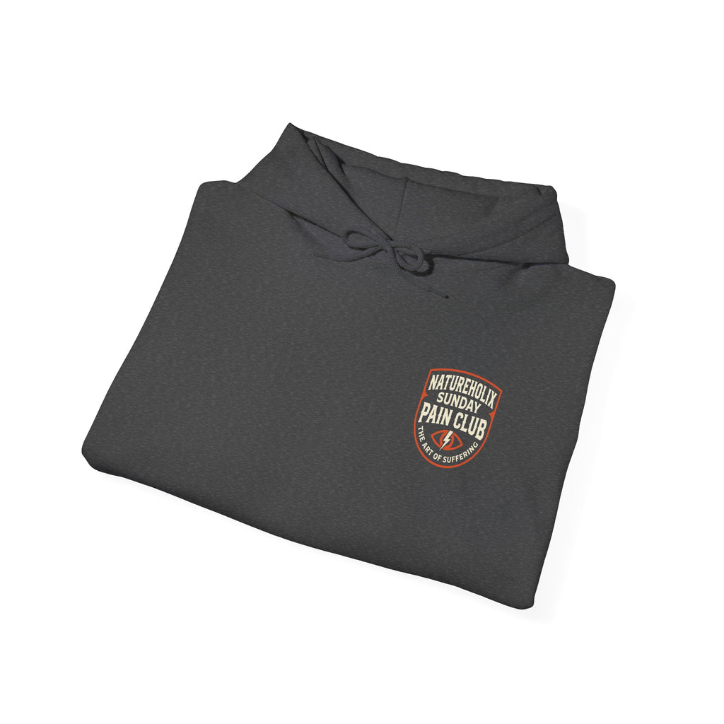 Natureholix Suffer Hoodie – Ultracycling Pullover Herren – Detailansicht des Prints