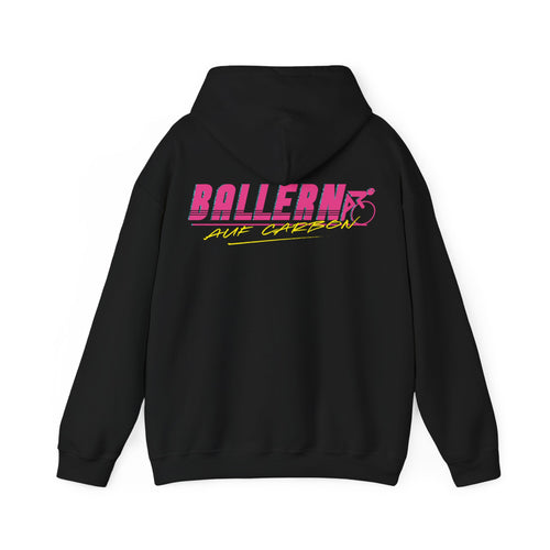 Ballern auf Carbon Hoodie Schwarz – Rennrad Pullover Natureholix – Detailansicht des Prints